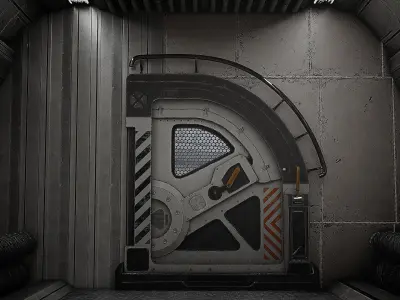 SciFi Bunker Door v4 Low-poly 3D model