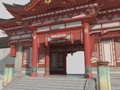 Second Gatehouse of Ancient Asian Architecture 3D model