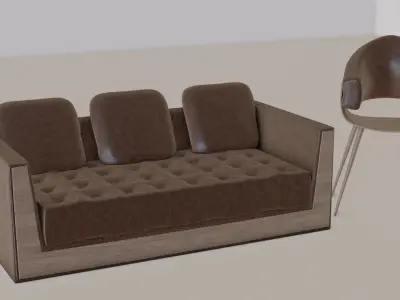 Couch leather chair hanging from ceiling 3D model