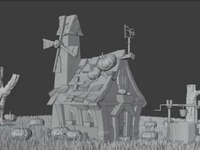 Halloween house Low-poly 3D model