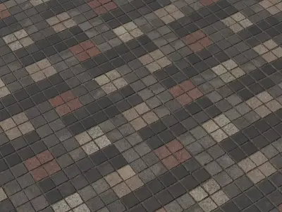 Multicolor Granite Mosaic Pavers PBR Texture Texture