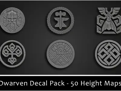 3DT Dwarven Ornamental Decal and Stamp Pack Low-poly 3D model