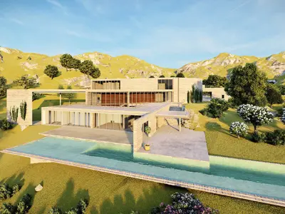 Casa Scene- Beach villa-modern house 3D model 2