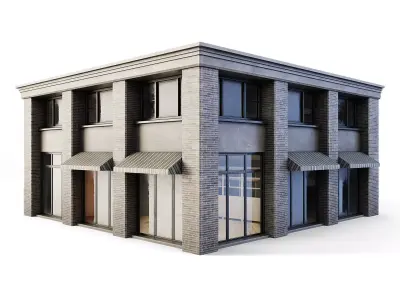 Tenement Building Ground Floor Low-poly 3D model