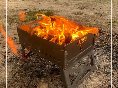 Sheet Metal Plans Drawings Folding Brazier DXF PDF 3D model