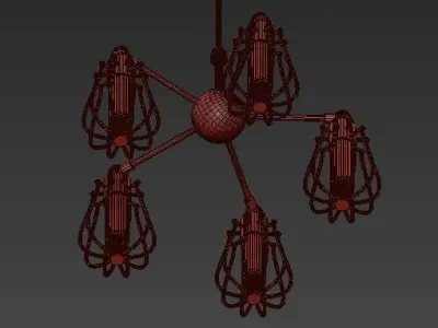 Industrial cage chandelier 3D model