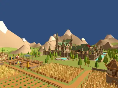 Low Poly Map medieval castle Low-poly 3D model