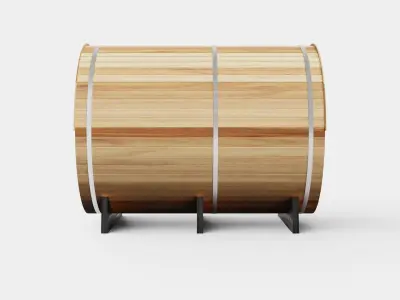 Barrel Sauna for 6 Person Low-poly 3D model get