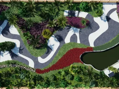 A Customizable 3D Garden Park scene 3D model