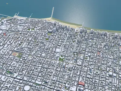 Fortaleza Downtown Brazil Low-poly 3D model