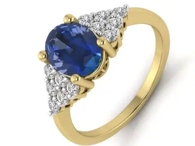 Light Weight Yellow Gold Diamond Ring  -PR-012 DIA 3D print model