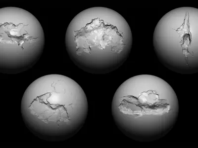 20 Concrete Cracks and Damages Brush  Alphas Texture