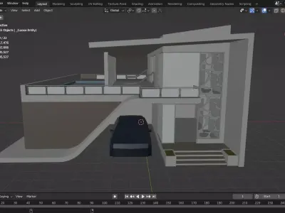 Modern Beach House Architecture Low-poly 3D model