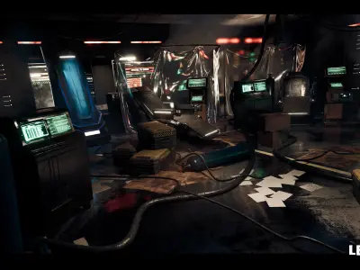 CyberPunk Laboratory Research Center Interior Kitbash Low-poly 3D model