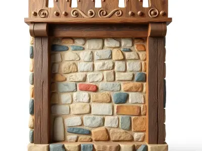 Rustic Stone Wall model pack Low-poly 3D model