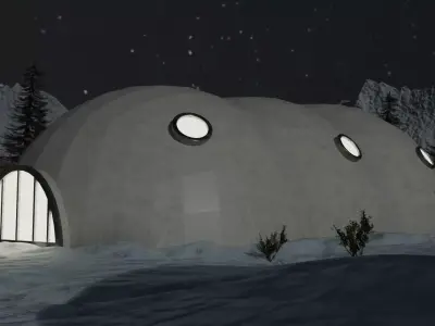 Winter Village Of Geodesic Domes 3D model