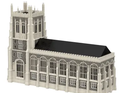 Cathedral Chapel neo-gothic style 3D model