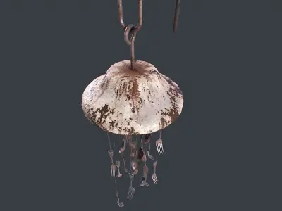 Windchime Spoons And Fork Animated Faster Low-poly 3D model