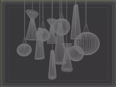 Southeast Asian woven chandeliers 3D model
