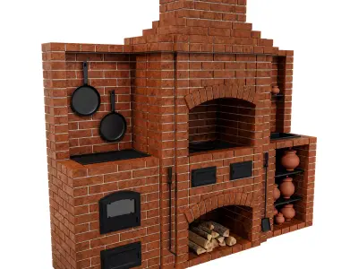 BBQ brick oven 3D model