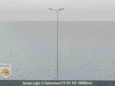 Street Light 3 Galvanized F3 M1 K0 10000mm Low-poly 3D model