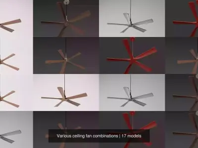 Various ceiling fan combinations 3D Model Pack