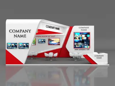 Booth Exhibition Stand Stall 9x6m Height 400 cm 3 Side Open 3D model