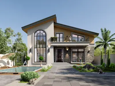 Villa Low-poly 3D model