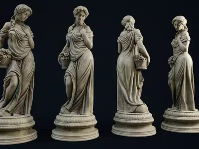 Garden Statue 5 PBR Low-poly 3D model