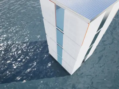 Simple Low Poly Future Building Free low-poly 3D model