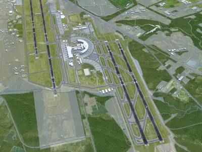 Sapporo New Chitose Airport 12km Low-poly 3D model