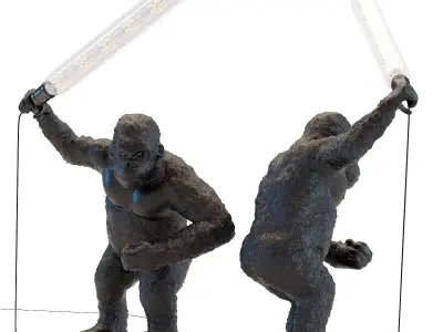 Table Lamp Animal Fighting Kong Mat Black 3D model