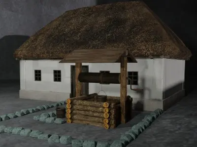 Ukrainian Hut 3D modular Low-Poly models Low-poly 3D model