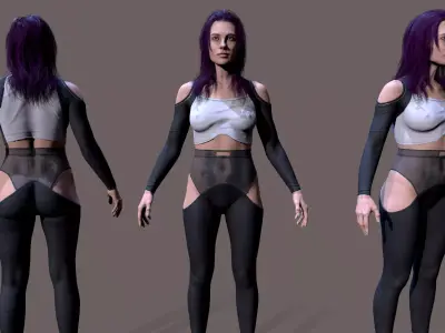 Cyberpunk lady Low-poly 3D model