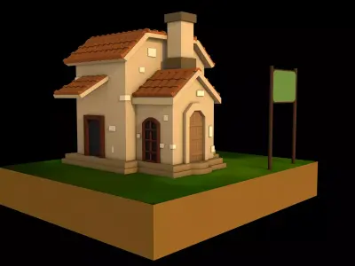 Cartoon House Low poly Free low-poly 3D model
