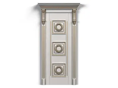 Door0027 wooden door on wall 3D model