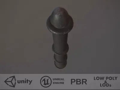 Barrier Bollard pack 5 Black v3 Low-poly 3D model
