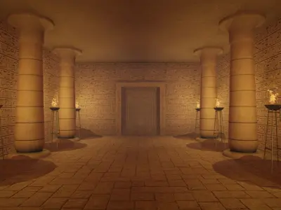 Egyptian Tombs with Pyramid Low-poly 3D model