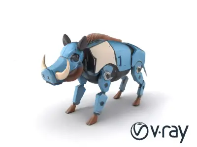 Digital Archive Cyboar Robotic Creature model pack Low-poly 3D model