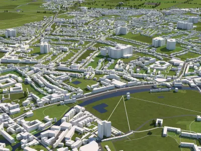 Cambridge UK 50x50km 3D City Map 3D model
