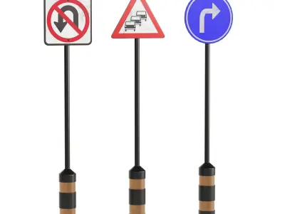 City Roads Props Set 2 Low-poly 3D model