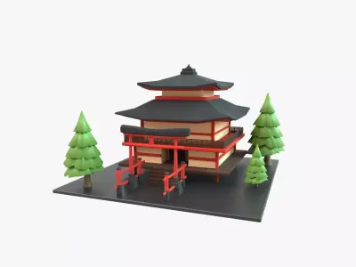 Temple Japanese 3D Illustration 3D model