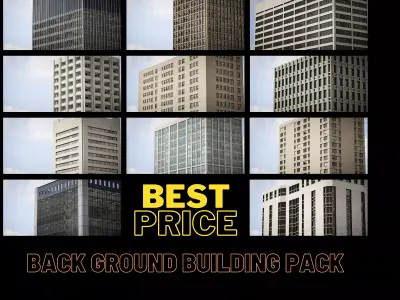 Background Building Pack Low-poly 3D model