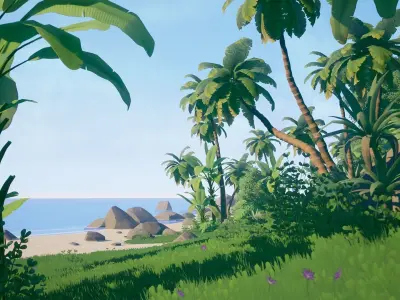 Stylized Environment Series - Tropical Package Low-poly 3D model