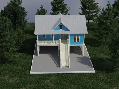 Semi Modern House 1 Low-poly 3D model