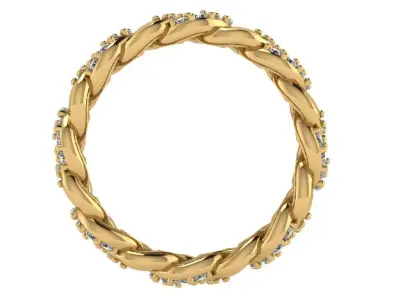 Chain Ring with diamonds set along the chain links 3D print model