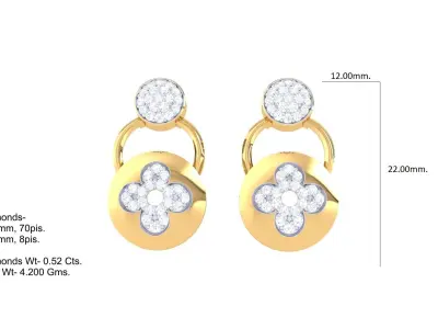 GemStone Diamond Light weight earring 34 3D print model