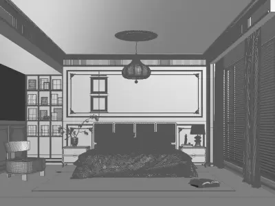 French Style Bedroom Low-poly 3D model