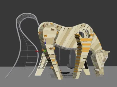 wooden horse Kids playground 3D model