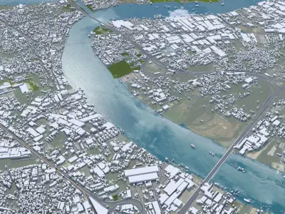 Samut Prakan Thailand 60km Low-poly 3D model